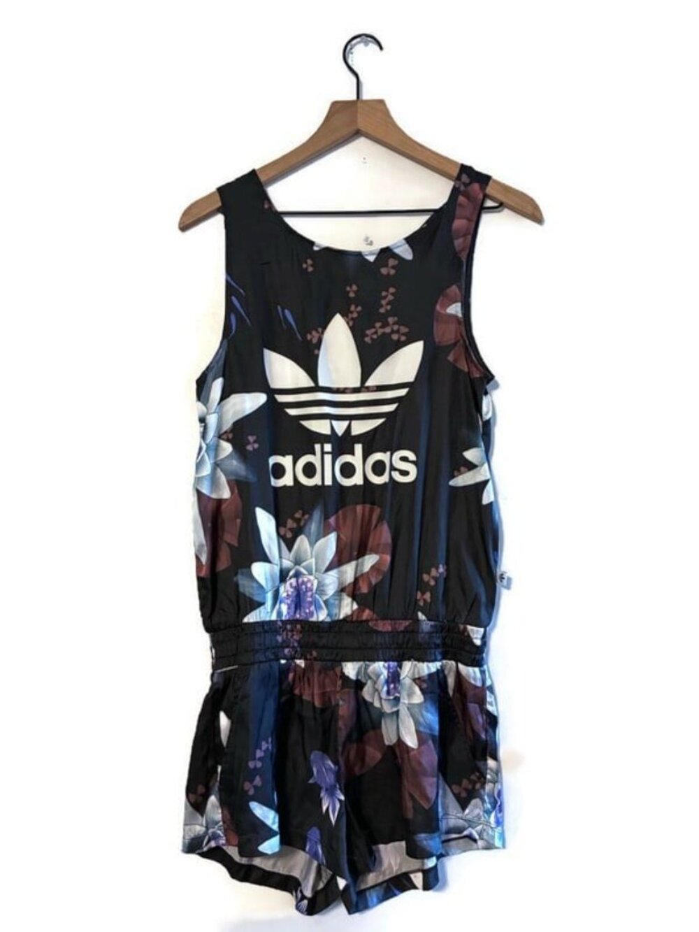 Adidas Originals Lotus Print Sleeveless Romper Jumpsuit Shorts Playsuit Small 6 - Picture 4 of 10